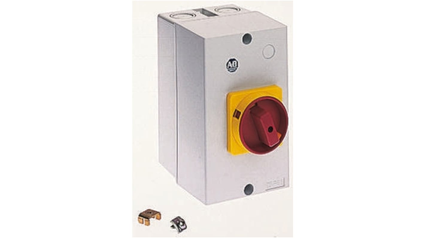 Contenitore Allen Bradley 198E-AYTJ2 per interruttori automatici 140M-C, plastica, grado di protezione IP65, ingresso cavo metrico M20/M25.