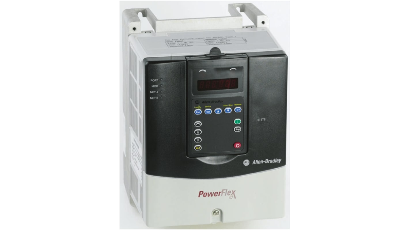 Inverter trifase Allen Bradley 20AC022A0AYNANC0, 11 kW, 400 V, montaggio a pannello, dimensioni 350 x 219.9 x 179.8 mm.