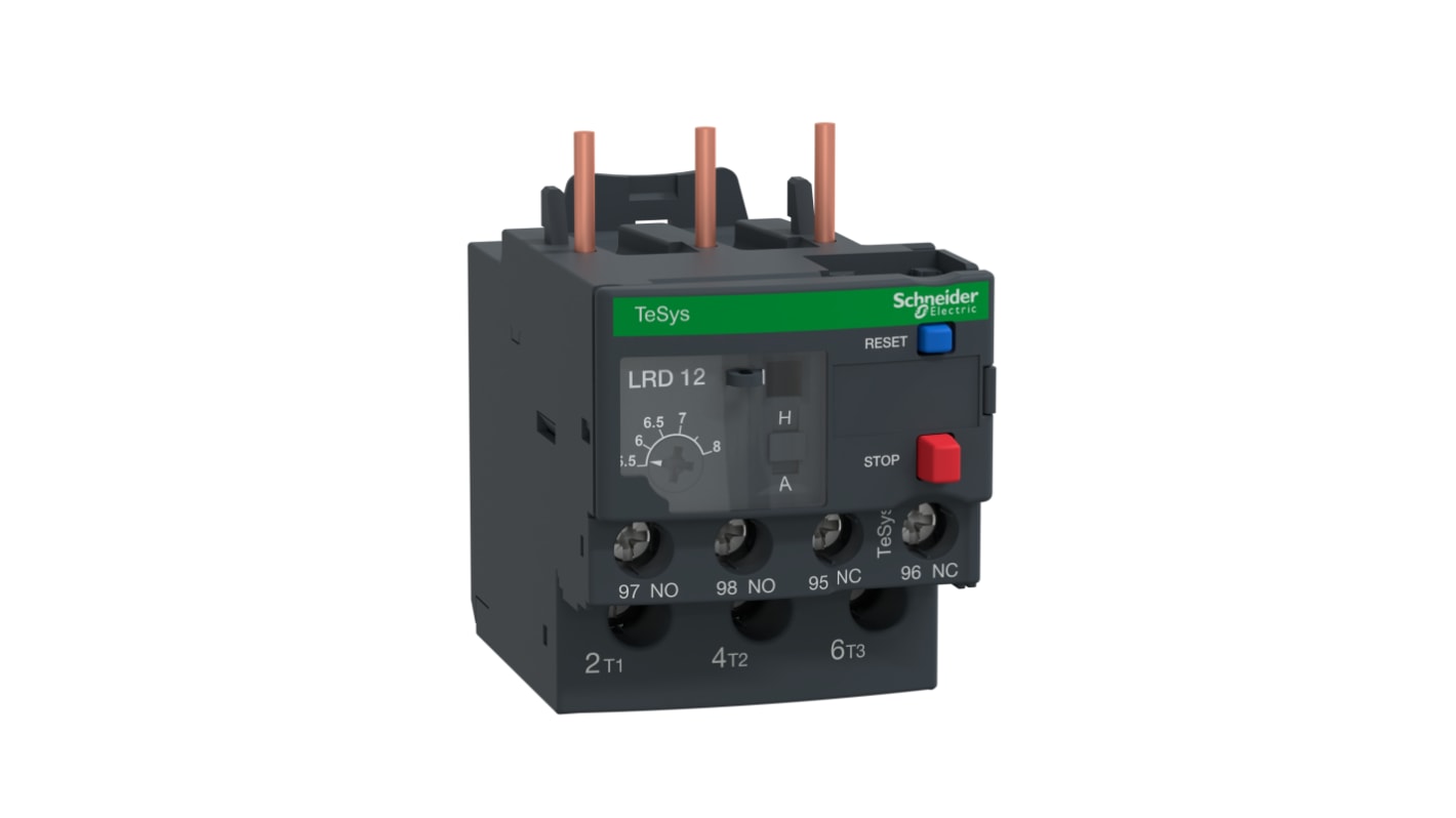 Relè di sovraccarico termico Schneider Electric LRD12, 1 NO + 1 NC, FLC 5,5-8 A. Affidabile protezione per motori industriali.