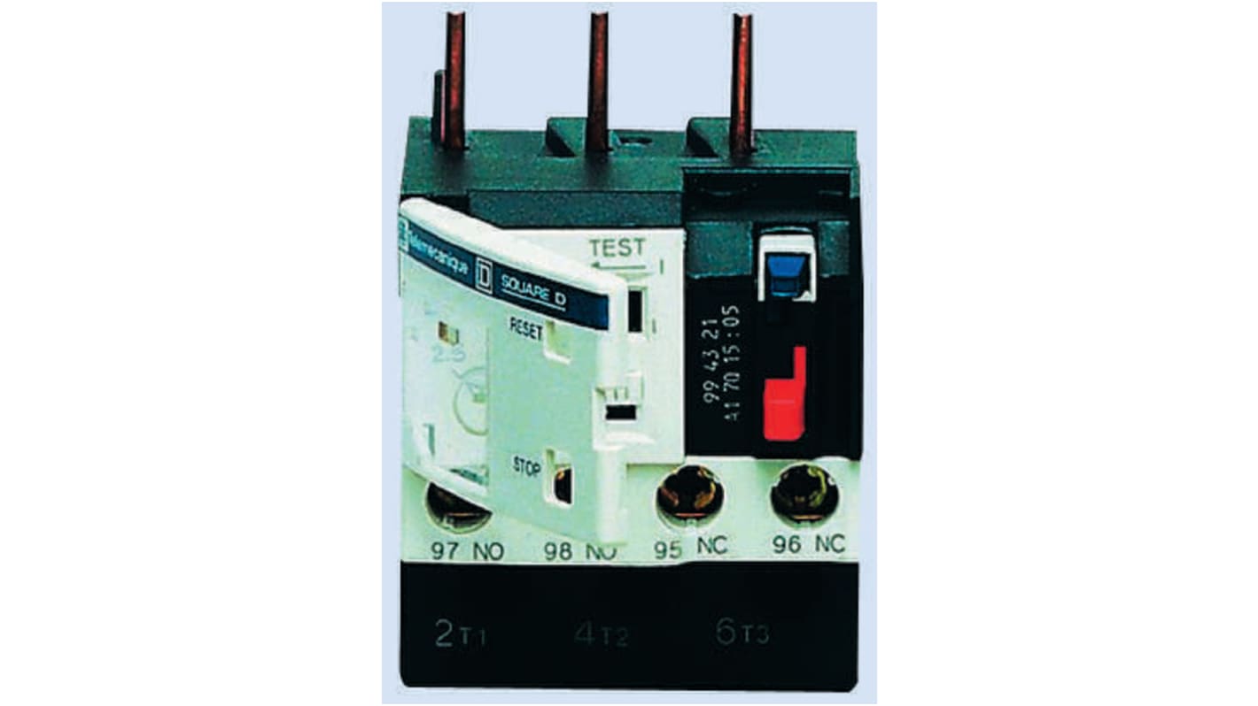 Relè di sovraccarico termico Schneider Electric LR3D16, tripolare, montaggio su guida DIN, corrente 9-13 A, dimensioni 75x100x121 mm.