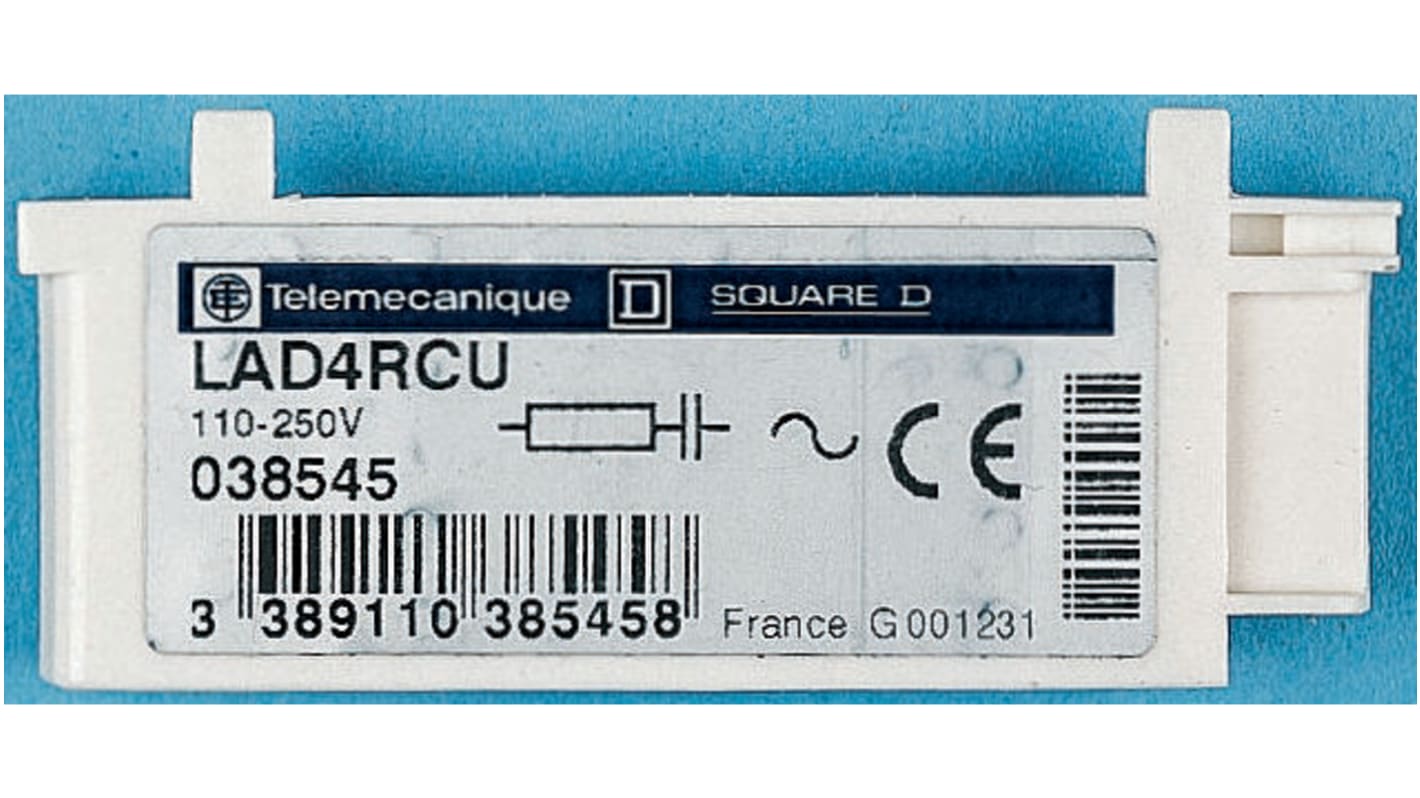 Varistore Schneider Electric LAD4VE per contattori Serie LC1 e LC2, montaggio su guida DIN o a vite.