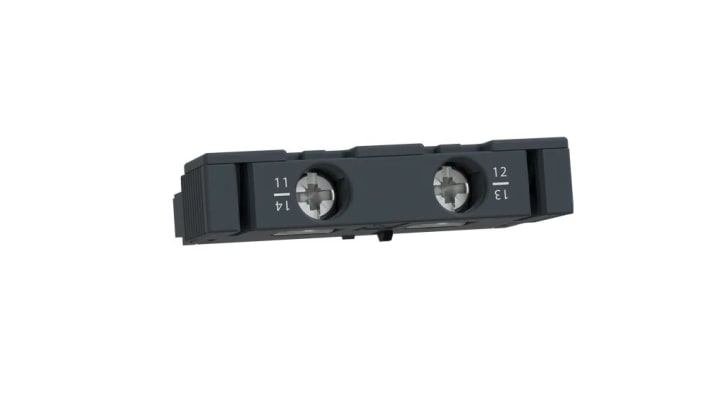 Contatto ausiliario Schneider Electric GVAE1, 2 contatti (1 N/C + 1 N/A), montaggio frontale - Affidabilità e compattezza per circuiti di controllo.