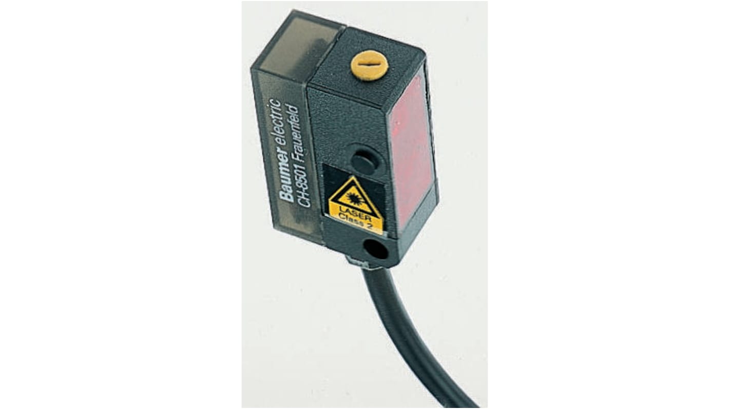 Baumer OHDK 10P5101, sensore fotoelettrico rettangolare a diffusione, rilevamento 22-130 mm, uscita PNP, IP65.