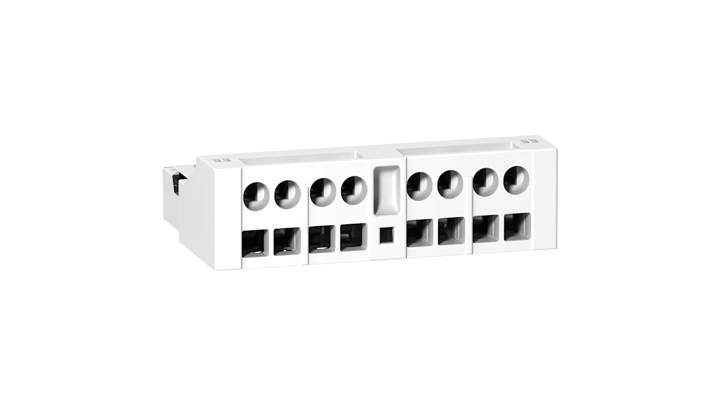Contatto ausiliario Schneider Electric GVAE203, 2NO, montaggio frontale, dimensioni 10x44,5x15 mm, compatibile con vari modelli.