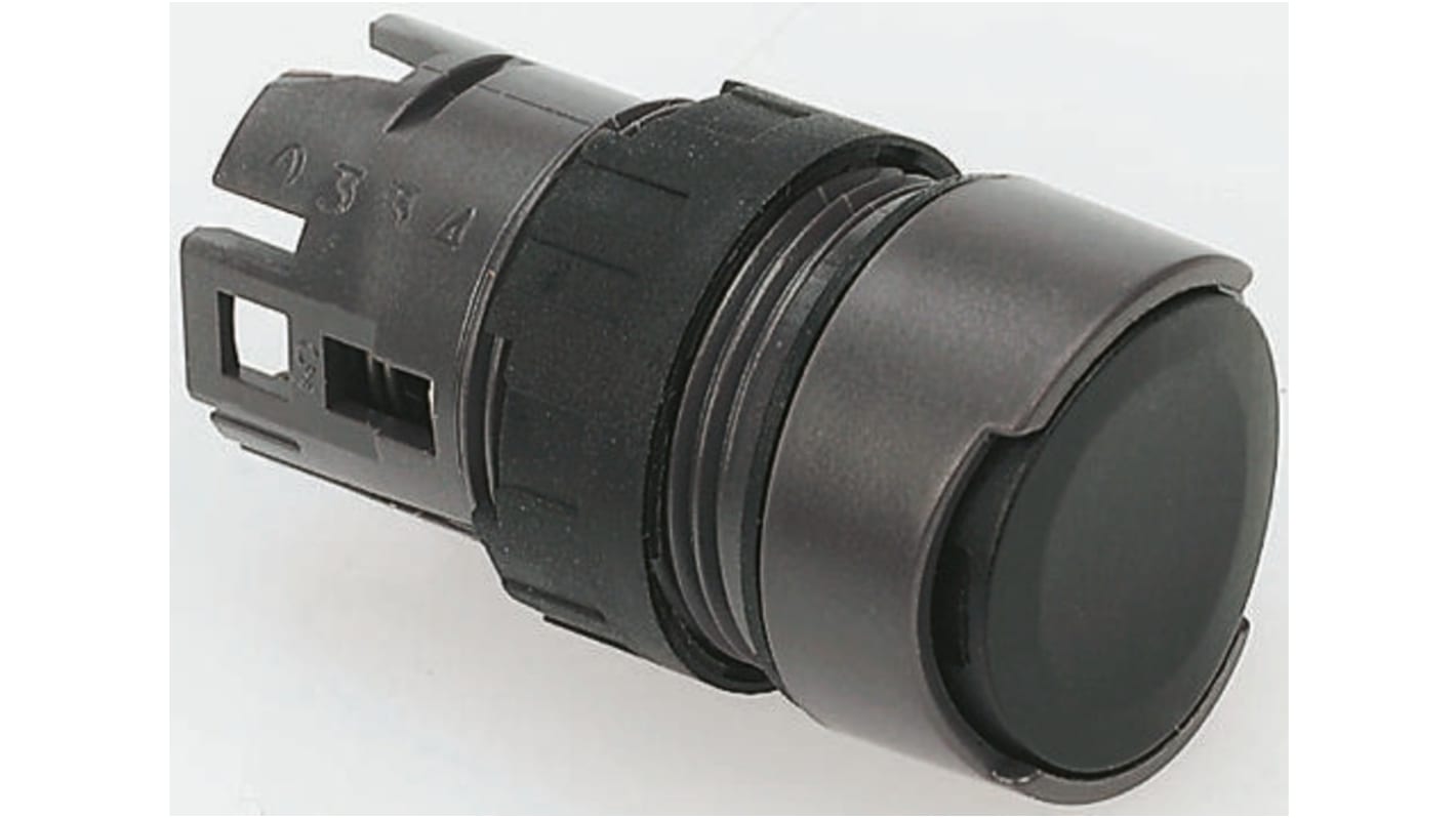 Attuatore pulsante a ritorno a molla Schneider Electric, testa rotonda nera, montaggio a pannello, IP65, diametro 16 mm.
