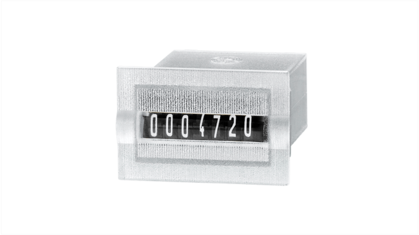 Contatore Kübler 1.710.200.012, 7 cifre, 10 Hz, montaggio a pannello, IP65, alimentazione 12 V c.c., peso 12-14 g.