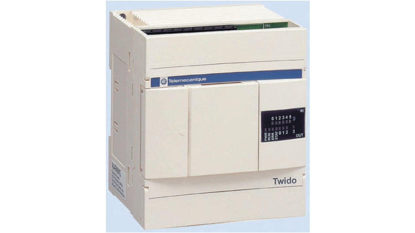 Modulo logico Schneider Electric TWDLCAA10DRF, controllore compatto 6 ingressi, 4 uscite, montaggio su guida DIN, dimensioni 90 x 80 x 70 mm.