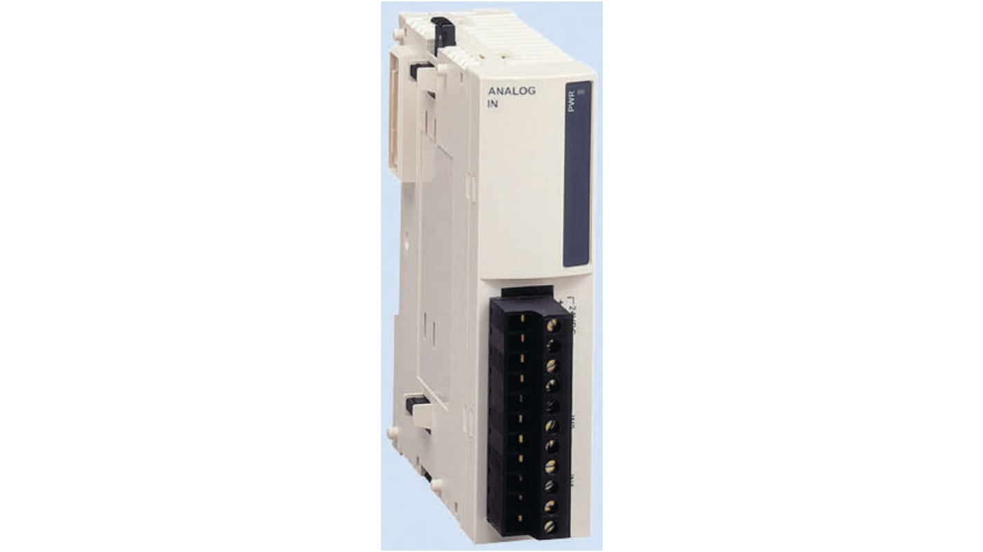 Modulo I/O Schneider Electric TM2AMO1HT per Modicon M238, 1 uscita analogica, 24 V c.c., dimensioni 95,6 x 27,3 x 94,5 mm.