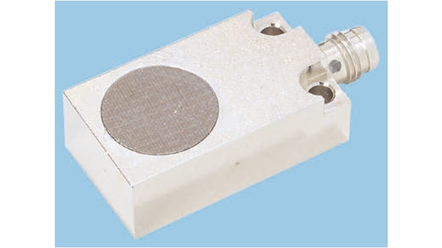 Baumer CFDM 20P1500/S35L, sensore di prossimità PNP rettangolare, rilevamento a 5 mm, alimentazione 10-30 V c.c., IP65. Dimensioni: 44x20x12 mm.