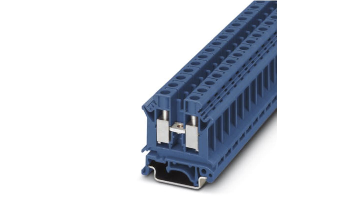 Terminali universali blu Phoenix Contact 3005086 per guide a 'G', conduttori da 2,5 a 35 mm². Certificati II 2 GD EEx.