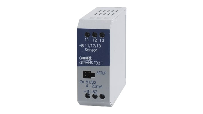 Trasmettitore di temperatura Jumo 707032/880-001-005/000, ingresso PT100, gamma 0-200°C, alimentazione 7,5-30 V c.c.