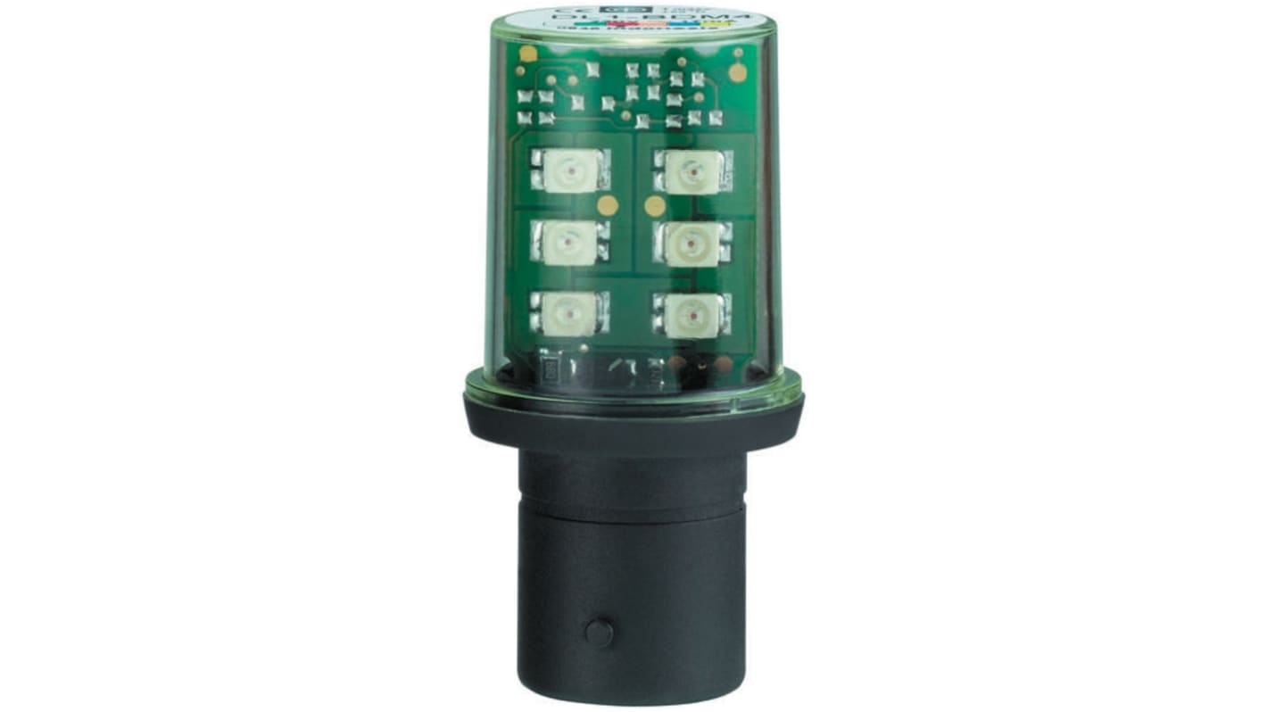 Lampadina LED Schneider Electric DL1BKM4, torretta segnalazione IP65, diametro 50 mm, visibilità fino a 50 m, design modulare.