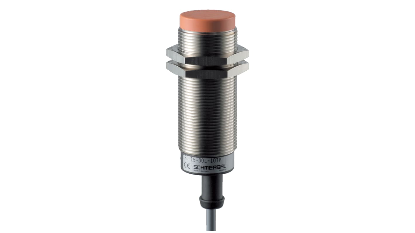 Sensore di prossimità cilindrico PNP Schmersal IFL 15-30L-10TP, M30, 10-30 V c.c., rilevamento 15 mm, IP67.