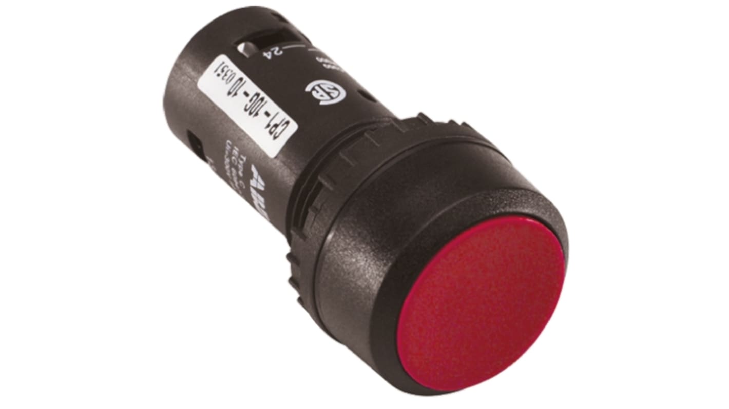 Pulsante SPST rosso ABB 1SFA619101R1041, montaggio a pannello, protezione IP69K, temperatura -25/+70°C.