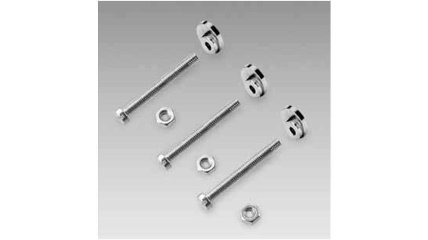 Staffa di montaggio Baumer Z 119.018 in metallo e materiale sintetico, compatibile con codificatori da 58 mm, include viti e rondelle.