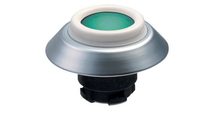 Attuatore pulsante Schmersal NDL GN, verde, diametro foro 22mm, illuminato, IP69K, per applicazioni igieniche. Montaggio con cacciavite.