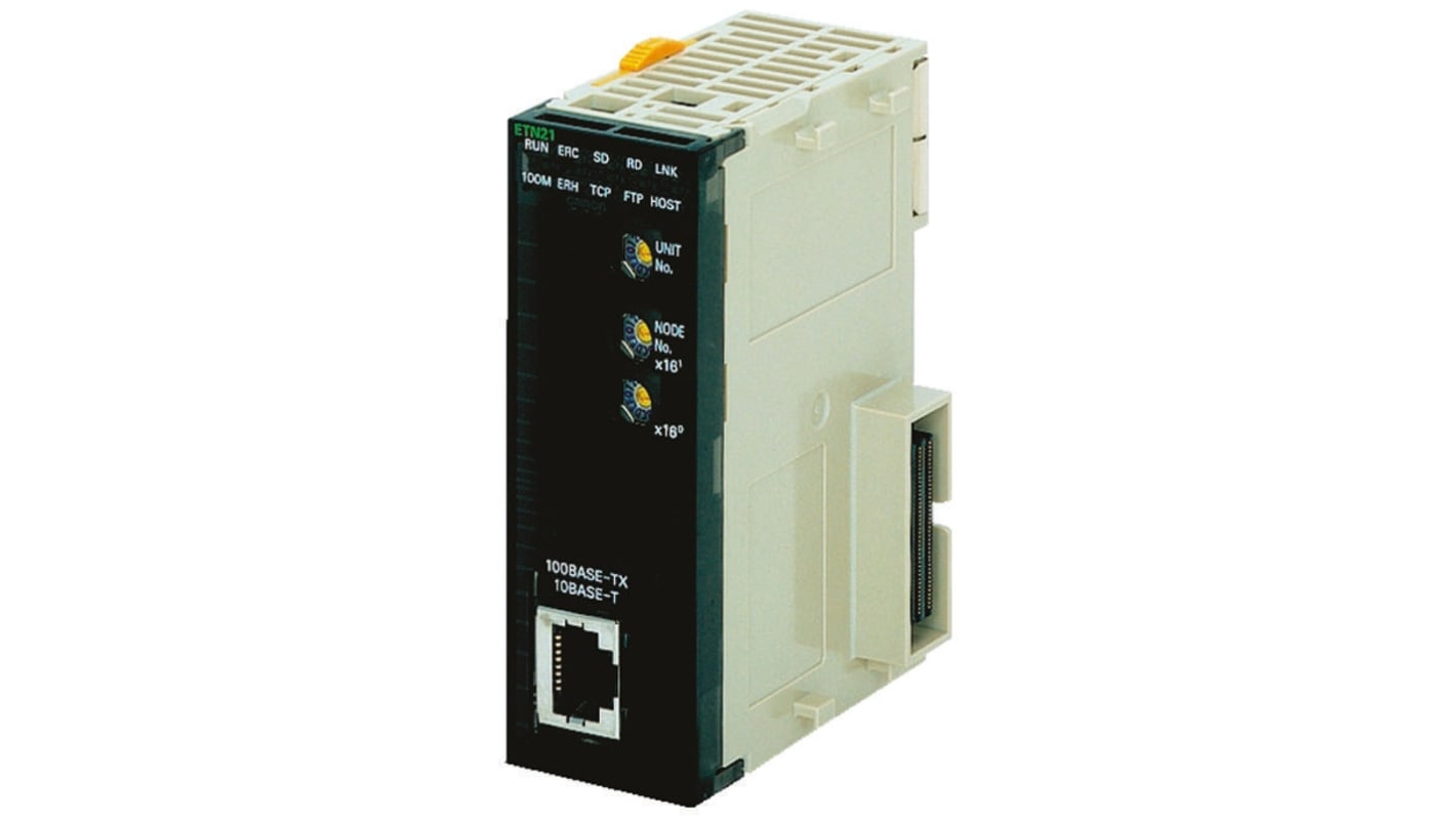 Modulo di espansione PLC Omron CJ1W-EIP21, compatibile con moduli I/O, dimensioni 90 mm x 31 mm x 89 mm.