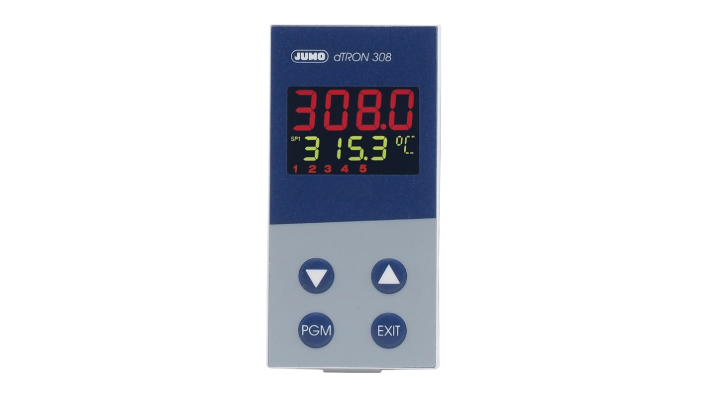 Termoregolatore PID Jumo 703042/181-400-23/000, 96 x 48 mm, 110-240 V, 5 uscite analogiche, interfaccia Profibus DP.