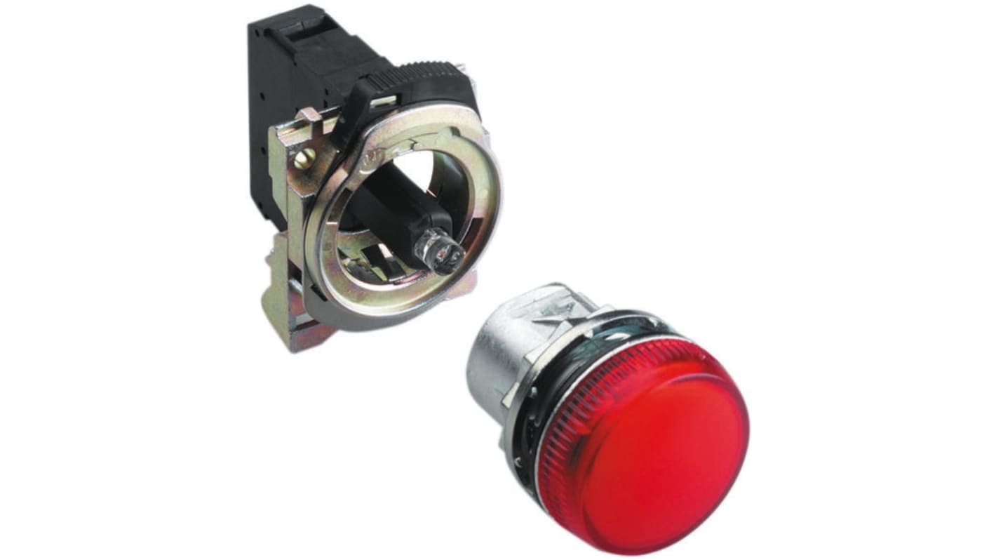 Allen Bradley 800FM-P3MN3G, spia LED verde rotonda da 22mm, montaggio a pannello, IP66, 24V, corpo metallico.