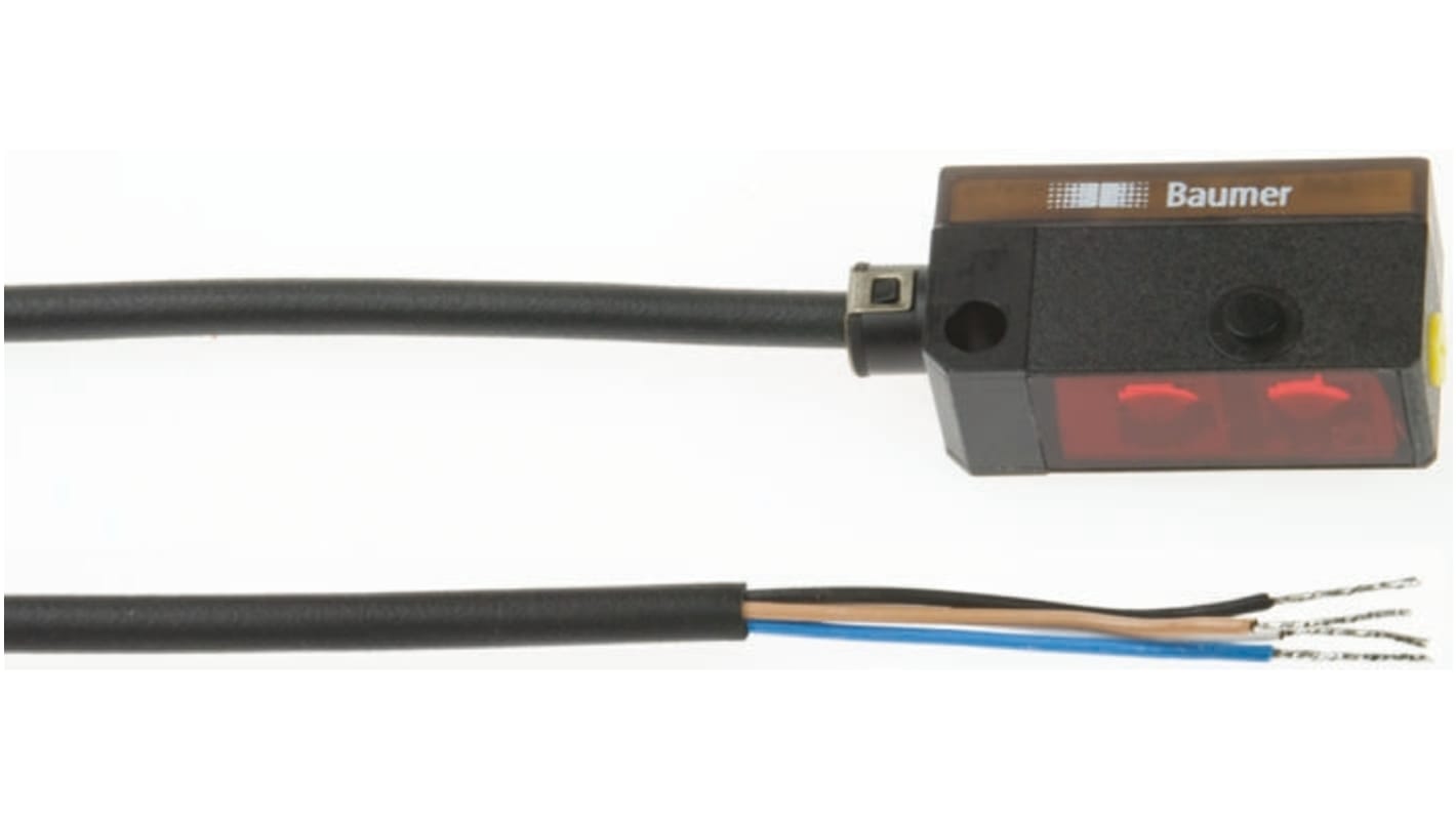 Sensore fotoelettrico rettangolare Baumer FPDK 10P5135/S35A, rilevamento fino a 3,5 m, uscita PNP, grado di protezione IP67.