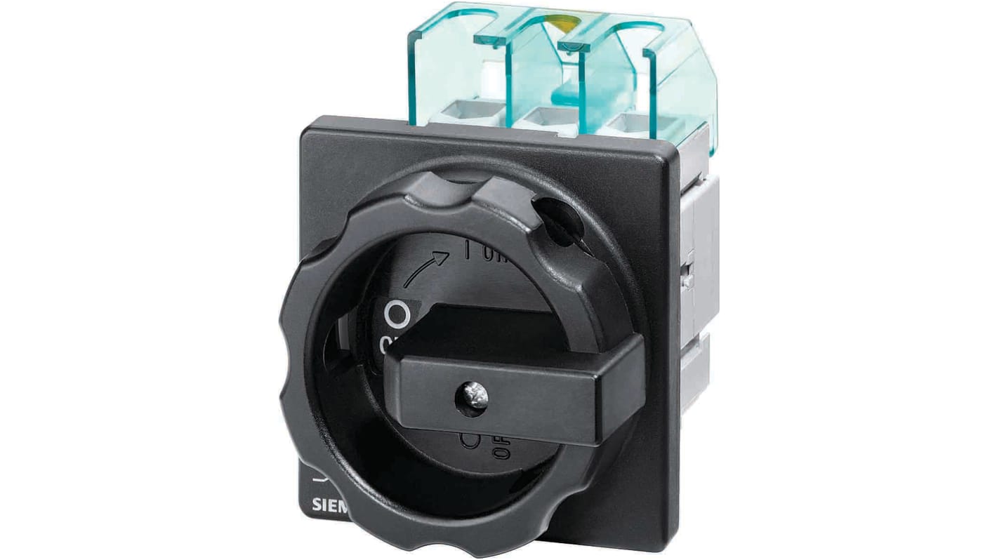 Interruttore di isolamento Siemens 3LD2704-0TK51, 3 poli, 100 A, montaggio a pannello, grado di protezione IP65, dimensioni 107 x 90 x 112,5 mm.
