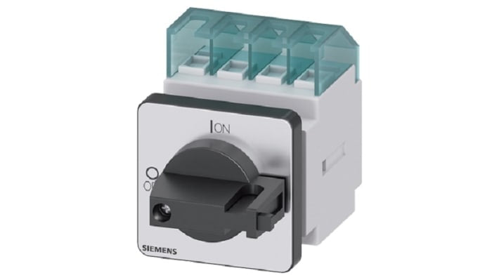 Interruttore di isolamento Siemens 3LD2022-1TL11, 3 poli, 16 A, montaggio a pannello, grado di protezione IP65. Dimensioni 66x49x89,5 mm.