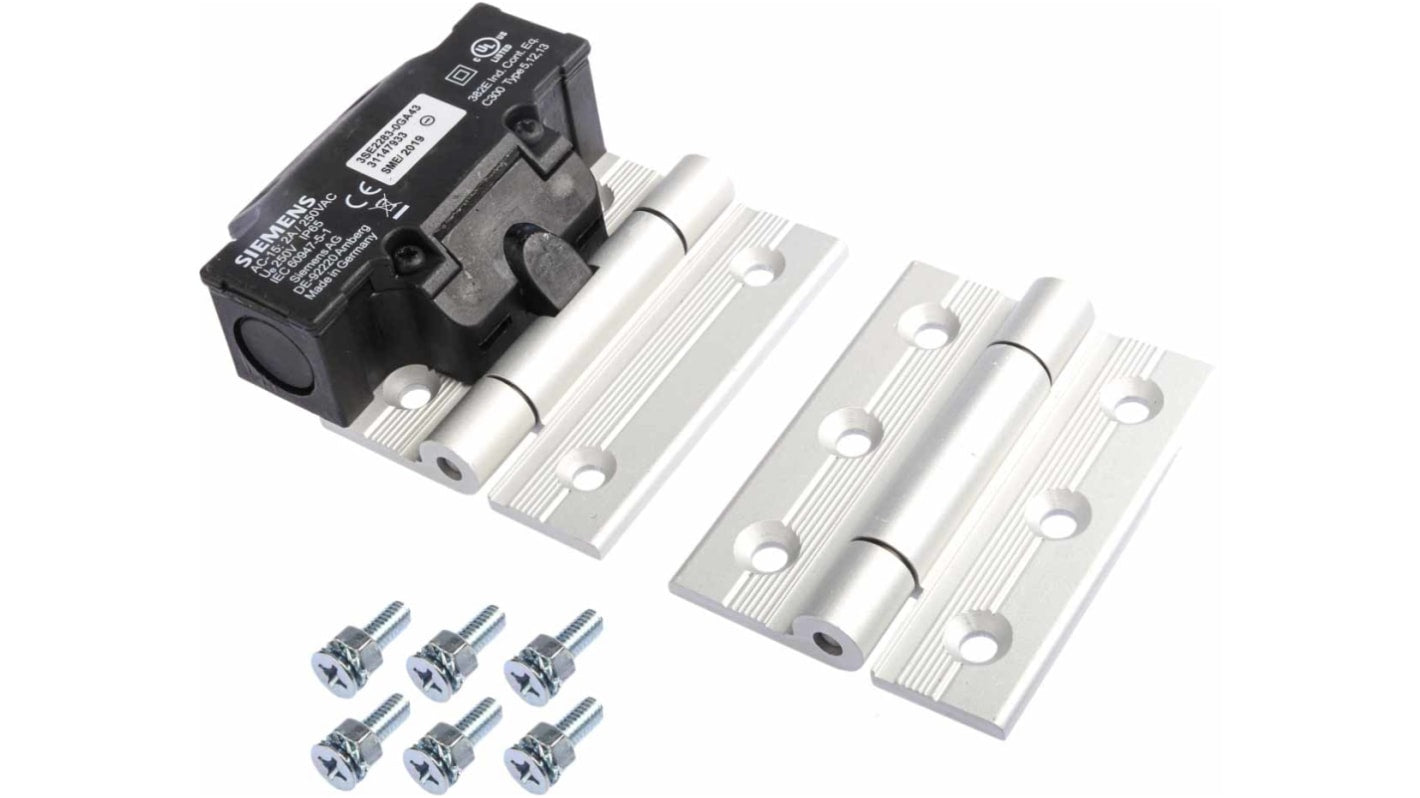 Interruttore di sicurezza a cerniera Siemens 3SE2283-0GA43, 2NC/1NO, grado di protezione IP65, adatto per applicazioni industriali.