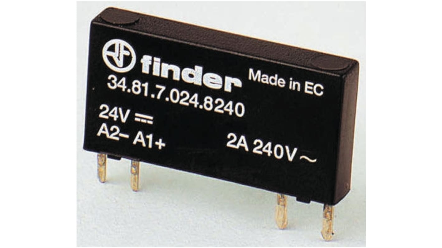 Finder 34.81.7.024.7048, relè a stato solido SIP4 per circuito stampato, 0,1 A, 48 V c.c., dimensioni 28 x 15 x 5 mm.