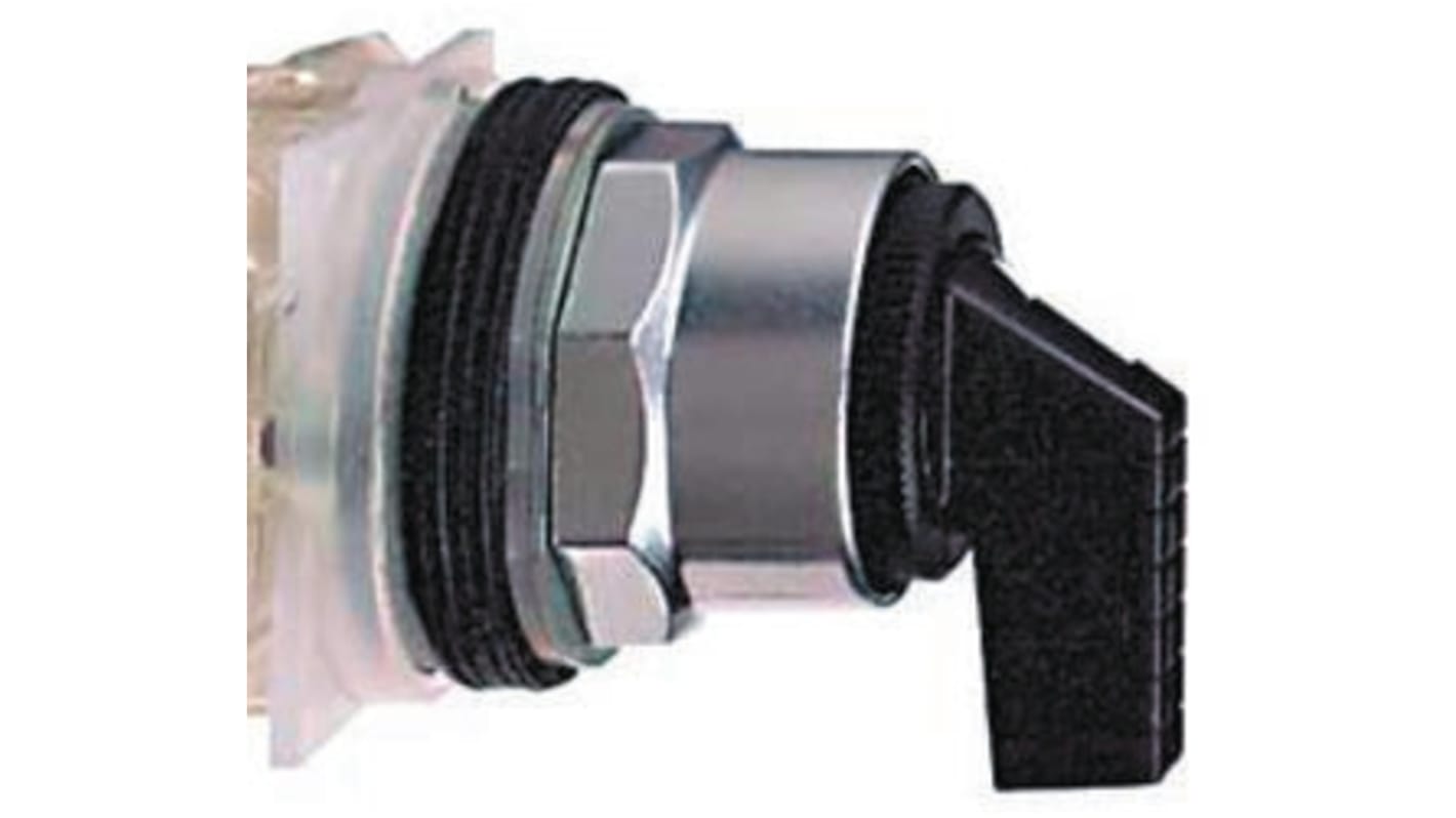 Selettore a 3 posizioni Schneider Electric 9001KS42B, diametro foro 30mm, realizzato in metallo, impugnatura standard.
