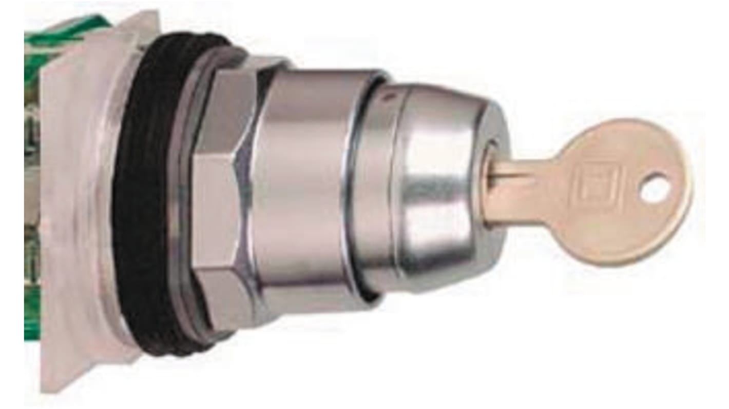 Testa selettore Schneider Electric 9001KS34K1, 2 posizioni, diametro foro 30mm, attivazione a molla, compatibile con chiavi Ronis n° 455.