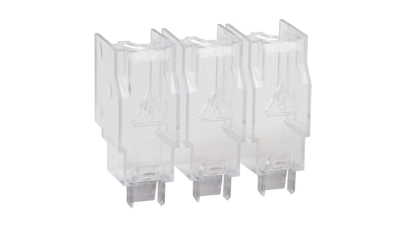Protezioni terminali Schneider Electric TeSys GS1 GS1AP33 per sezionatore, compatibili con fusibili NFC/DIN, montaggio su guida DIN.