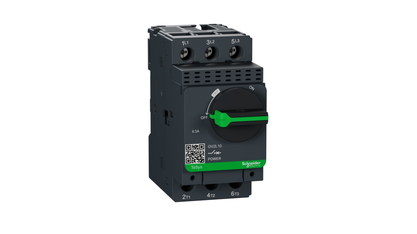 Interruttore automatico protezione motore Schneider Electric GV2L10 - 690V 4-6A TeSys. Protezione da sovraccarichi e cortocircuiti per impianti industriali.