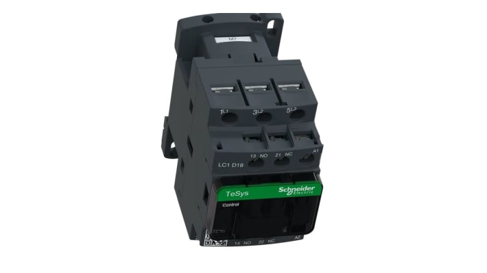 Contattore Schneider Electric LC1D18M7: 3P 18A 7,5 kW 220V CA per applicazioni industriali. Alta affidabilità e facile installazione.