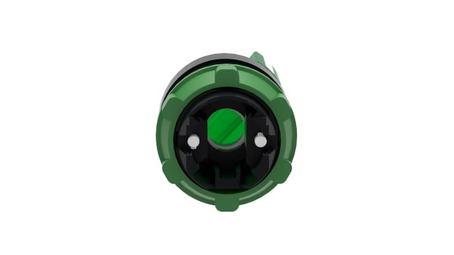 Testa selettore verde Schneider Electric ZB5AK1233 per controlli industriali, montaggio a pannello Ø 22mm - Harmony XB5. IP69K, resistente agli urti.