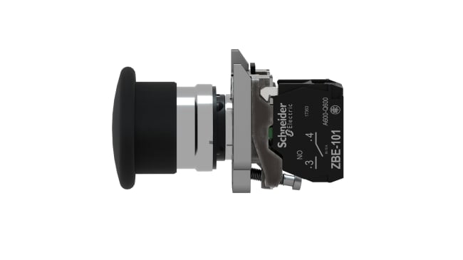 Pulsante a fungo Schneider Electric XB4BC21, SPST, montaggio a pannello, diametro 22 mm, protezione IP66/IP69K, attivazione momentanea.