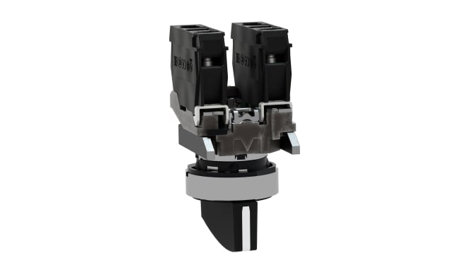 Selettore rotante a 3 posizioni Schneider Electric, montaggio frontale da 22 mm, grado di protezione IP69K, impugnatura nera.