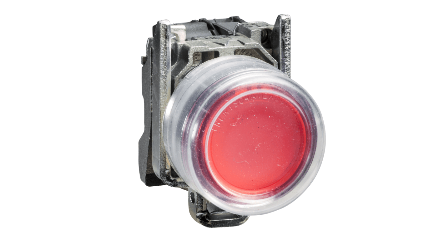 Pulsante SPST Schneider Electric XB4BP42EX, montaggio a pannello, rosso, diametro 22 mm, grado di protezione IP66/IP67.