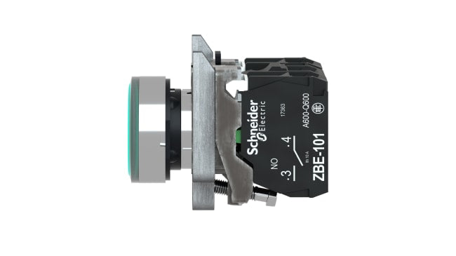 Pulsante luminoso verde Schneider Electric XB4BW33M5 - Serie Harmony XB4, resistente, IP66/IP67/IP69K. Ideale per ambienti industriali.