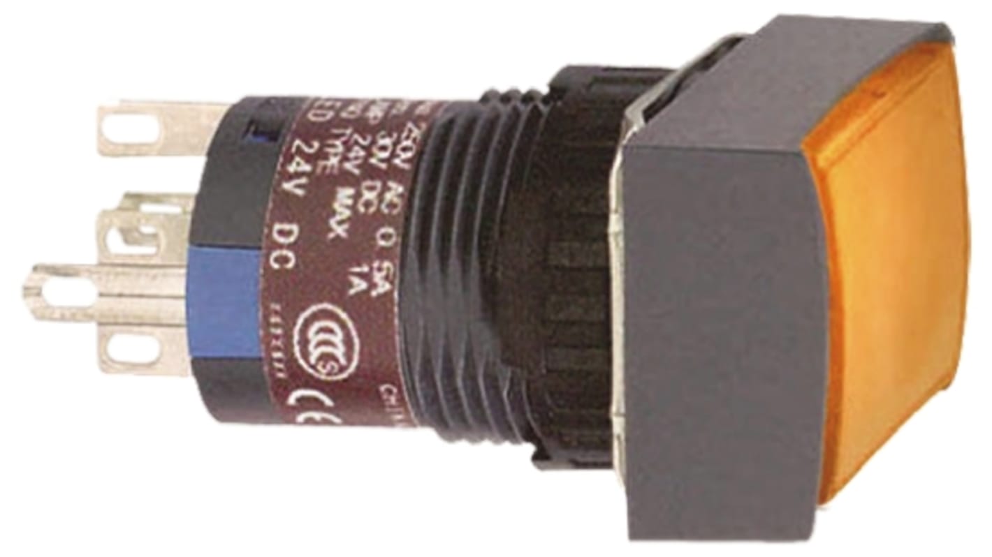 Pulsante SPDT luminoso Schneider Electric XB6ECW8B1P, montaggio a pannello, grado di protezione IP65, LED arancione integrato.