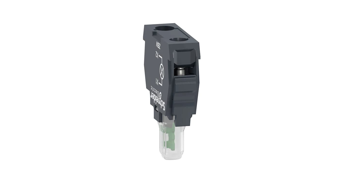 Blocco luminoso LED bianco 24V Schneider Electric ZBVB1 - Serie Harmony XB. Installazione semplice a vite, ideale per pannelli e segnalazioni.