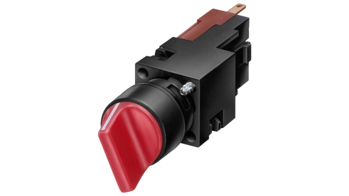 Pulsante di comando Siemens SIRIUS 3SB2202-2AB01, montaggio frontale, 2 o 3 posizioni, connessione a linguetta.