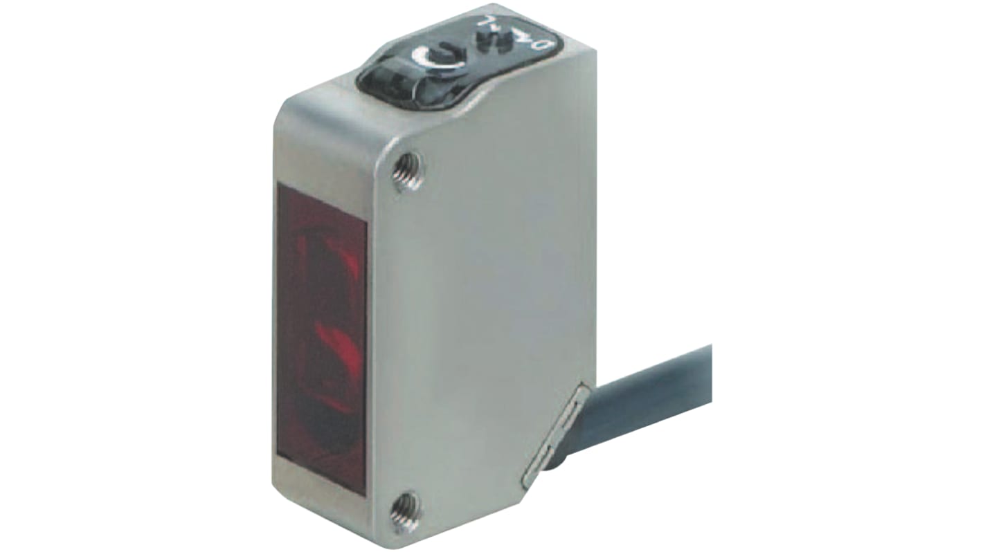 Sensore fotoelettrico rettangolare Omron E3ZM-LS82H 2M, rilevamento 10-150 mm, uscita PNP, corpo in acciaio inox, IP67/IP69K.