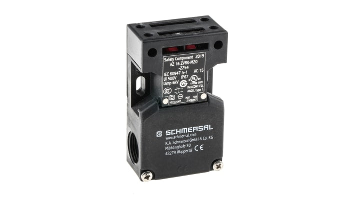 Schmersal AZ16ZVRK-M20-2254, interruttore di interblocco di sicurezza a chiave, 1NC/1NA, IP67, dimensioni 90x52x30mm, per ambienti polverosi.