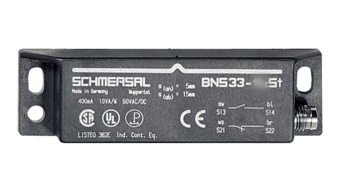 Interruttore di sicurezza Schmersal BNS 33-11Z-ST, magnetico, IP67, per porte e pannelli, dimensioni 88x25x13 mm.