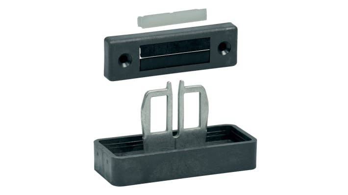 Attuatore Schmersal AZ1516B12024 in acciaio inox, grado di protezione IP67, per interruttore di sicurezza su porte scorrevoli.