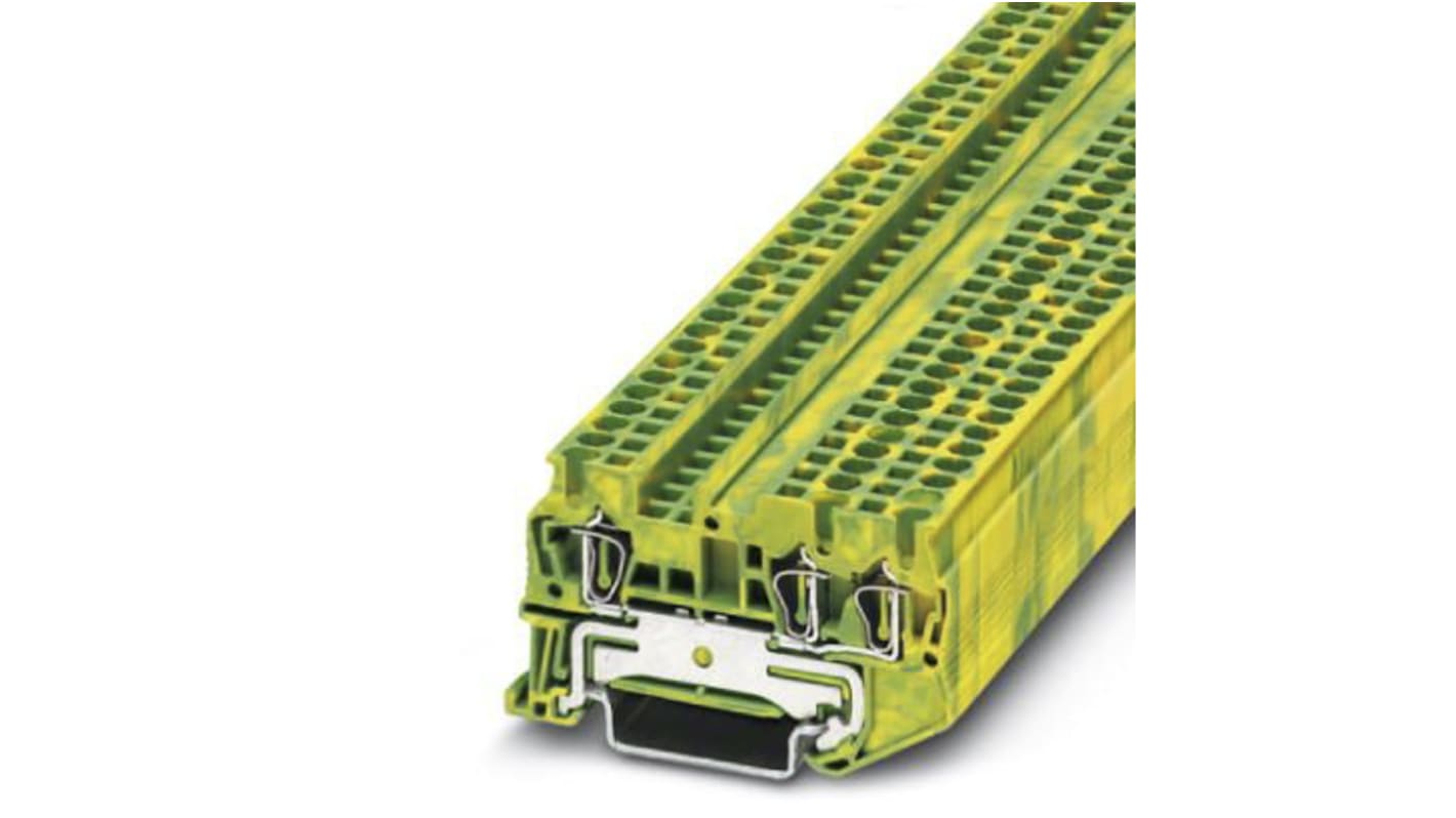 Morsettiera di terra ST 1.5-TWIN Phoenix Contact 3031267 - Guida DIN passante, ATEX EX - 17,5A, 500V - Poliammide resistente - Conforme agli standard UL, CUL, IEC.