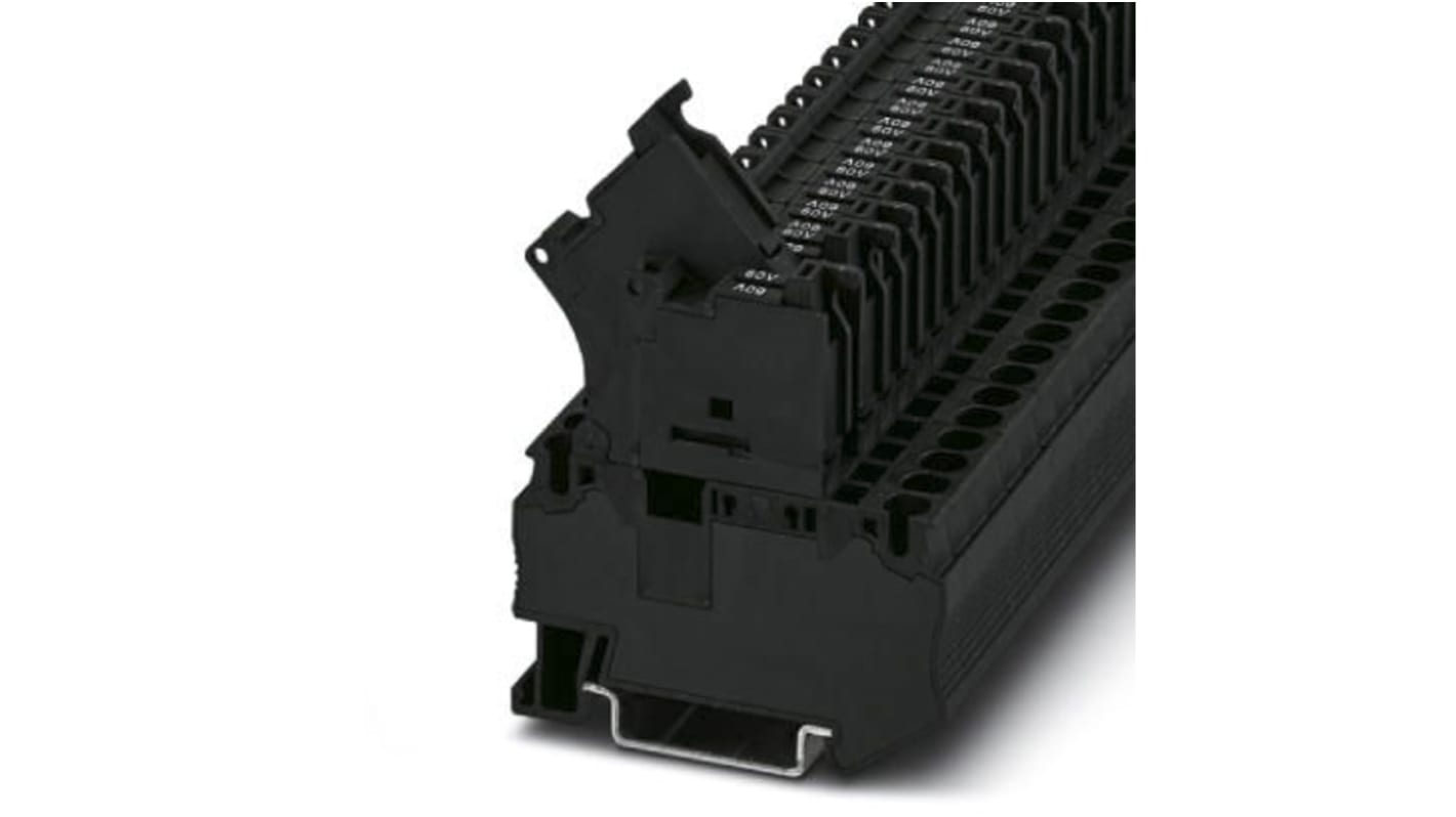Morsettiera per guida DIN Phoenix Contact 3036550, Nero, Fusibile Tipo C, 30A - Morsetti a molla, protezione avanzata, compatibile con guide DIN NS 35/7.5 e NS 35/15.
