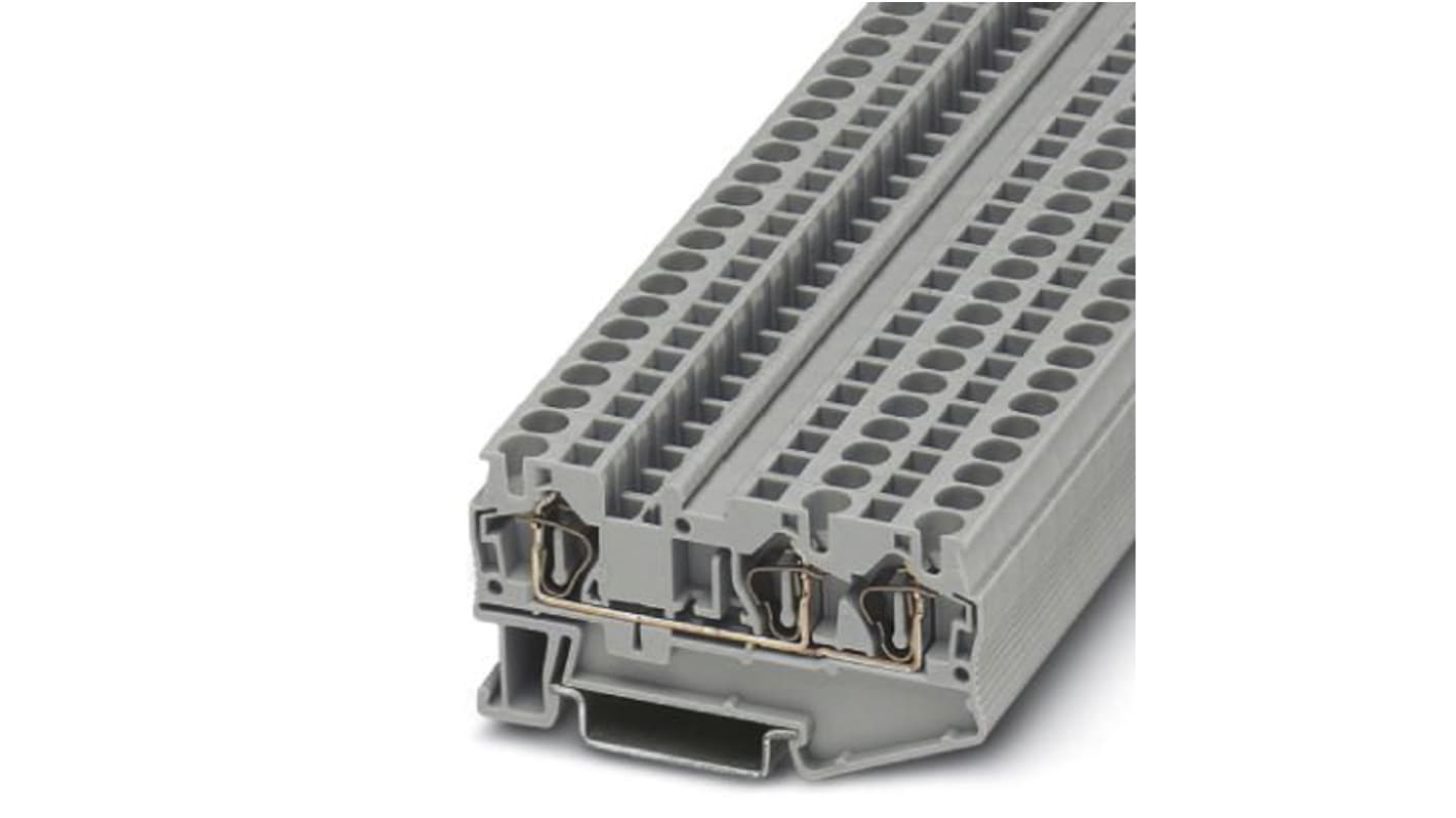 Morsettiera passante Phoenix Contact ST 1.5-TWIN, Grigio, 40A - Codice 3031393. Collegamento affidabile su guida DIN senza utensili. Certificata ATEX per ambienti esplosivi.