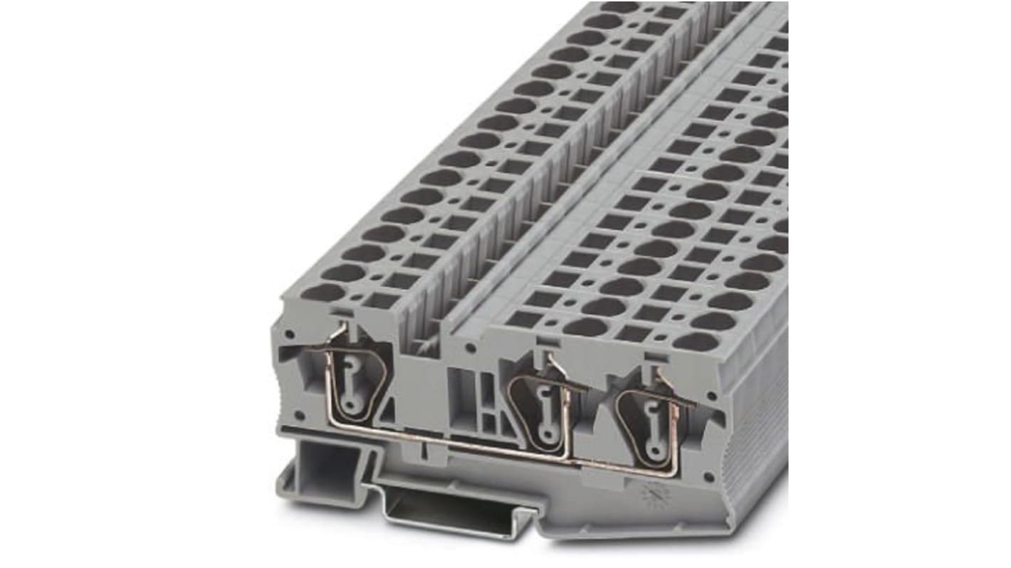 Morsettiera passante Phoenix Contact ST 1.5-TWIN, 3036466, Grigio, 52A. Con collegamenti a gabbia a molla e grado di protezione ATEX EX. Adatto per guide DIN, tensione nominale 500V. Ideale per ambienti esplosivi.