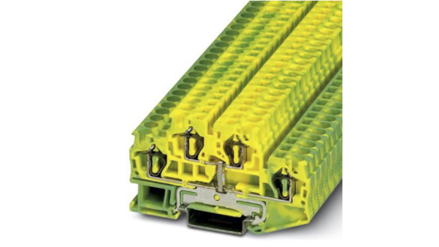 Morsettiera Phoenix Contact 3036039, Verde/Giallo, gabbia a molla doppio livello per guida DIN. Certificata ATEX EX, facile installazione. Ideale per industrie ferroviarie e costruzione di macchine.